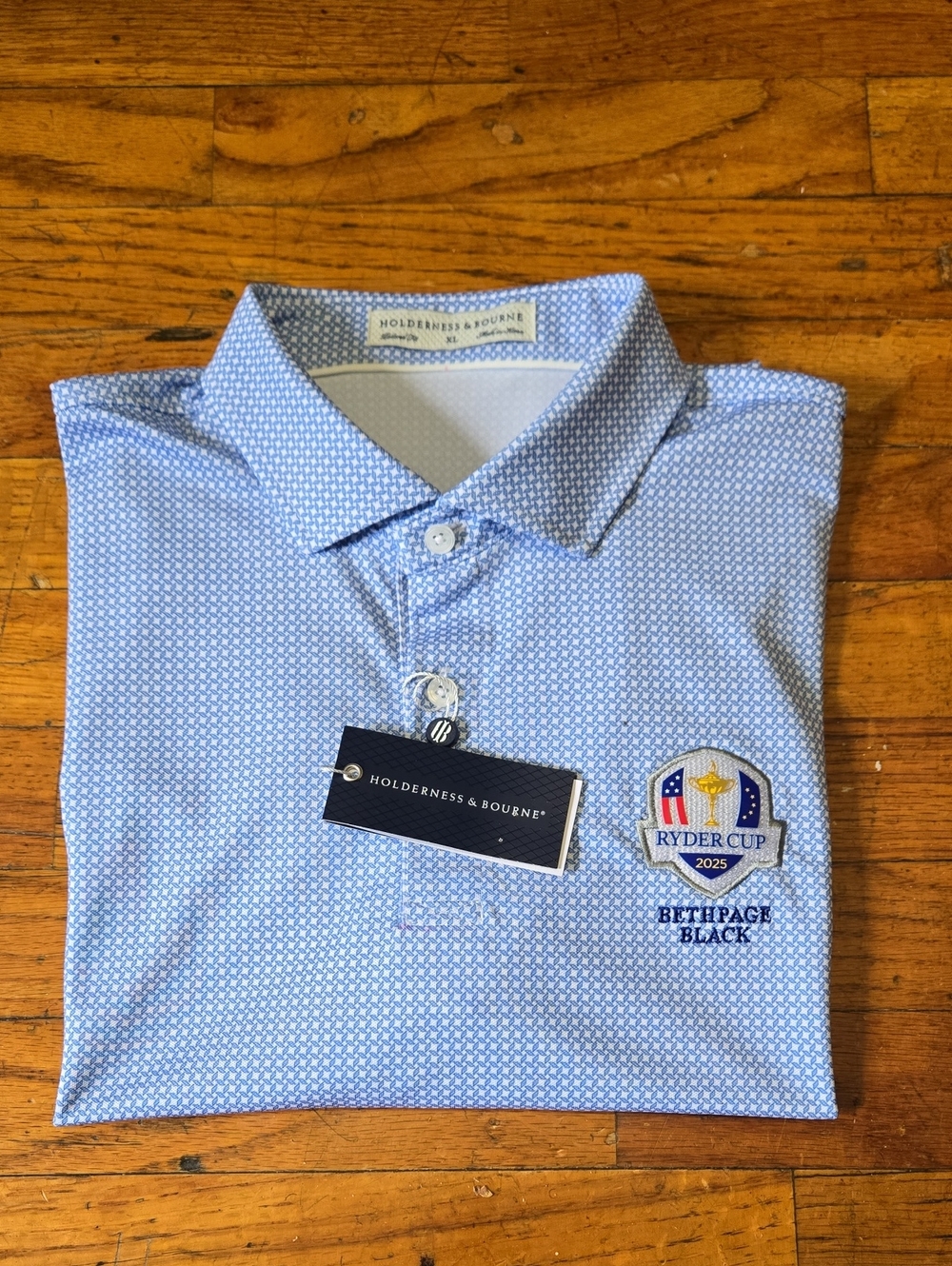 New Holderness & Bourne 2025 Ryder Cup Bethpage Black Golf Polo Shirt XL